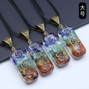 Large Orgonite 7 Chakra crystal pendant/necklace